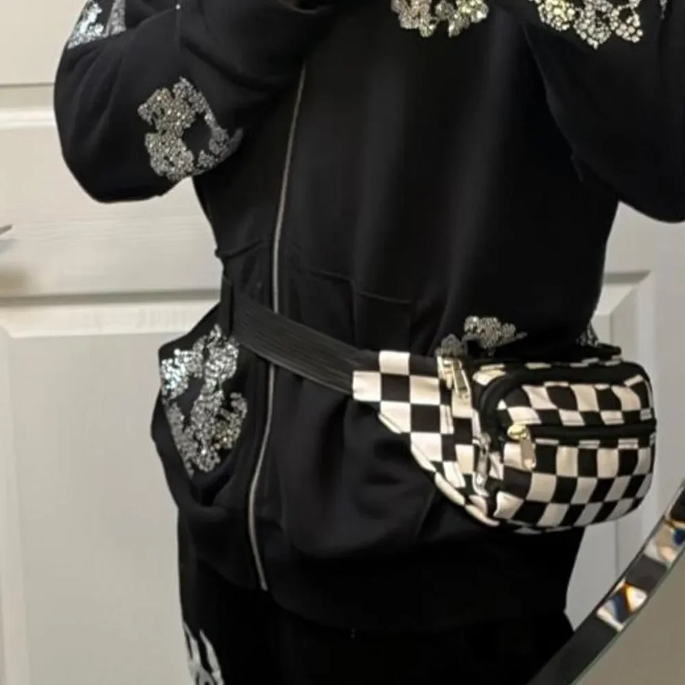 Black and White Plaid Fanny Pack